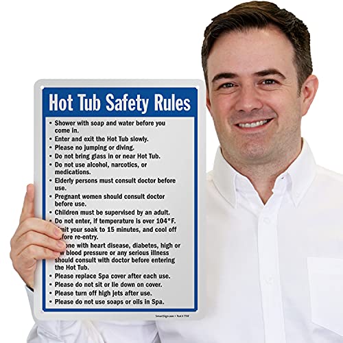 SmartSignS4896Pl "Hot Tub Safety Rules" Sign 10" x 14" Plastic