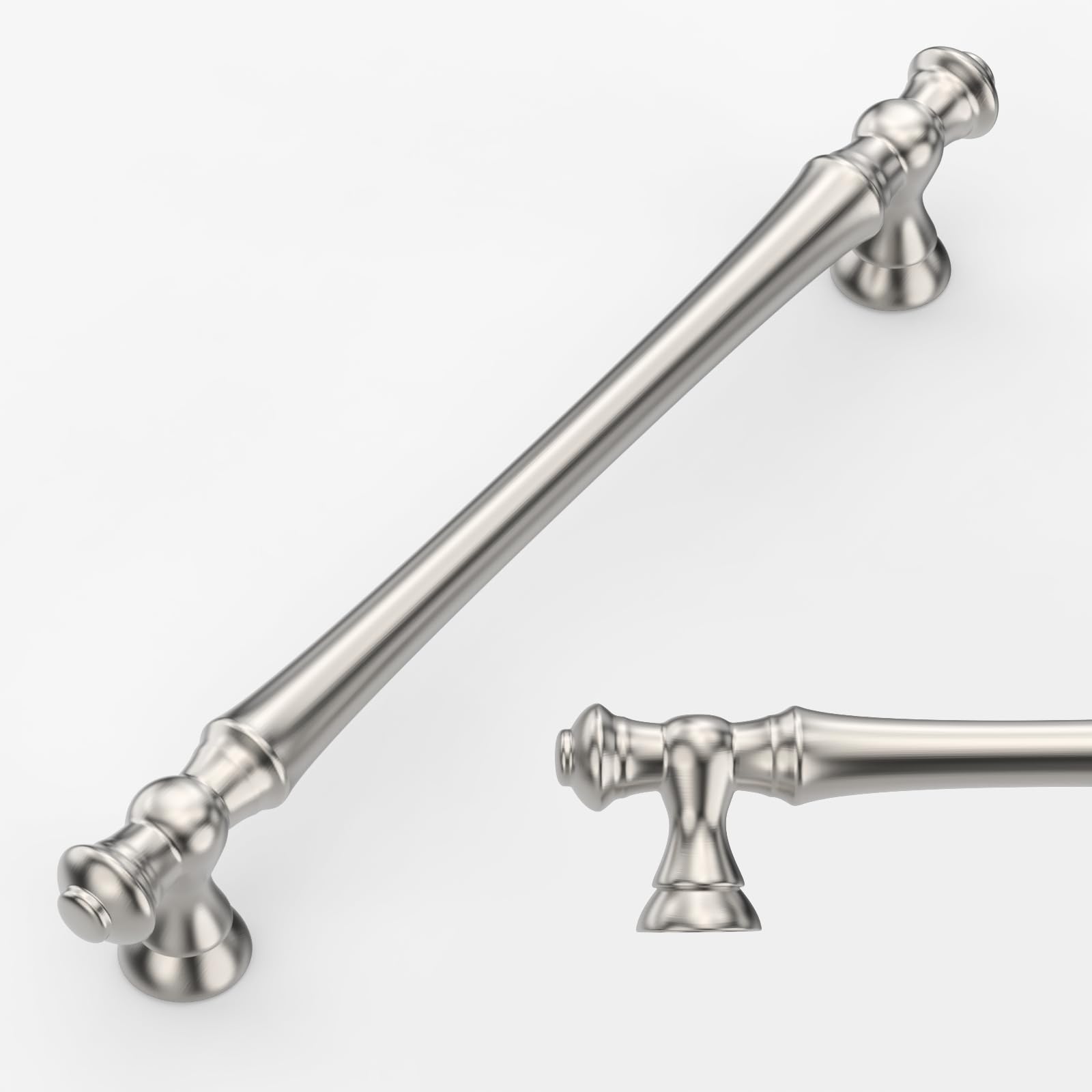 Amerdeco 6 Pack Brushed Satin Nickel Cabinet Pulls 160mm Hole Center Cabinet Hardware Kitchen Cabinet Handles for Bathroom Drawer Pulls Dresser Pulls AM022