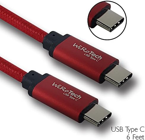 USB C Cable, WiRoTech Red USB-C to USB-C Fast Charging Cable (6 Feet, Red)