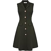 GRACE KARIN Work Dresses for Women 2026 Sleeveless Button Business Midi Dress Notch Lapel V Neck Formal Office A Line Dresses
