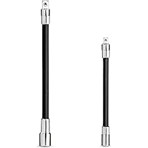 3-Piece Flexible Socket Extension Bar Set - 1/2", 3/8", 1/4" Drive, 10", 8", 6" Lengths