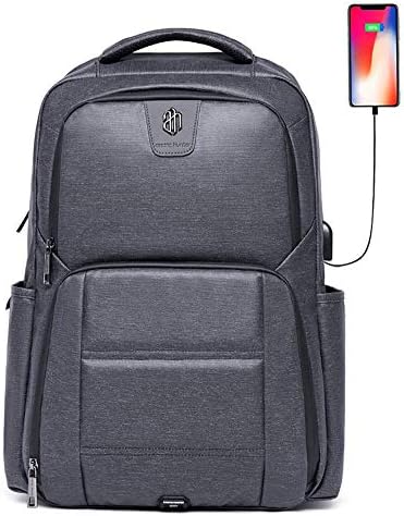 Laptop Backpack, Water Resistant College School Computer Bag for Men and Women with USB Charging Port, Anti Theft Travel Business Backpack Fits 16in Inch Laptop & Notebook (Dark Gray)