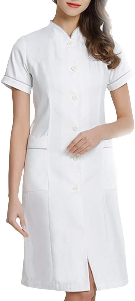 Women's Full/Half Sleeve Healthcare Uniform Laboratory Lab Doctors Medical Coat in Dress,2 Pocket