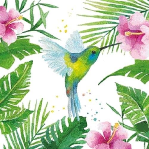Crafty Things 4 x Paper Napkins - Tropical Hummingbird - Ideal for Decoupage/Napkin Art