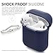 Domatti Protective Silicone Skin Cover Case for Apple Airpods Charging Dock Box – Soft Slim Fit Shockproof Non-Slip Grip Wrap with Keychain Tether Leash for Wireless Bluetooth Earphones (Navy Blue)