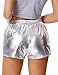 Kate Kasin Women Metallic Hot Shorts Workout Activewear Sports Pants Silver
