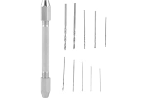 Double End Pin Vise Chuck with10 pcs Micro Twist Drill Bit Set for Jewelry Watch Carving Repair Tool, Twist Drill