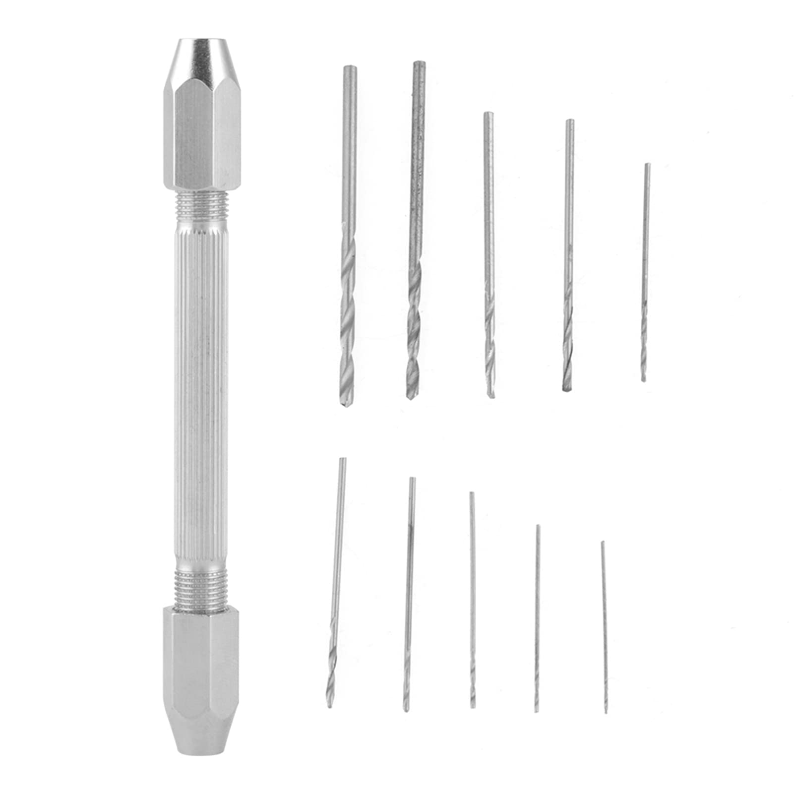 Hand Drill, 10pcs Manual Craft Drill Micro Drill Bit Set Pin Vise Micro Drill Bit Set Mini Drills and Twist Drills Rotary Tools for Wood, Jewelry, Plastic, Miniature