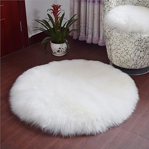 Covermason Faux Fur Sheepskin Non Slip Floor Rug White Fluffy Area Rug Small Sofa Mat Cover Handmade Shaggy Floor Carpet Pad for Kitchen Bedroom Bathroom Living Room Chair Dining Seat Pad (D)