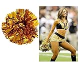 PUZINE Pack of 2 Cheerleading Metallic Foil & Plastic Ring Pom Poms Cheerleading Poms