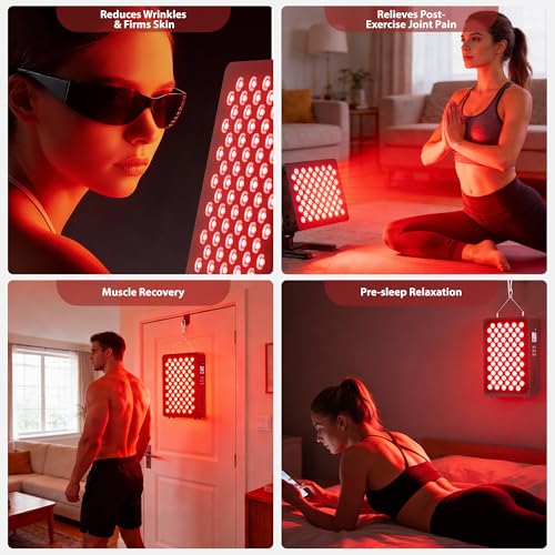 STASUN Dual-Chip Red Light Therapy,70 LEDs Infrared Lamp Panel,350W 660 & 850nm Near Infrared Device with Remote Control for Face, Body,Skin,Sleep