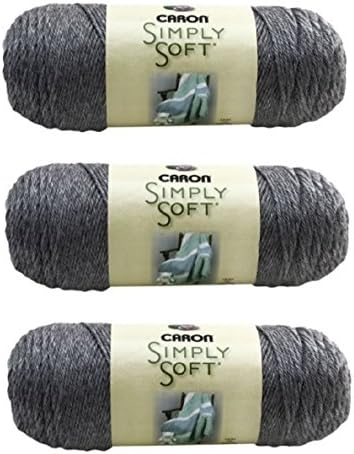 Caron Simply Soft Yarn Solids (3-Pack) With 2 Caron Simply Soft Patterns (Grey Heather)