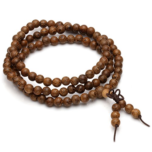 MILAKOO 6mm108 Wood Beads Bracelet/Necklace Mala Prayer Buddha Meditation Link Wrist Bracelet