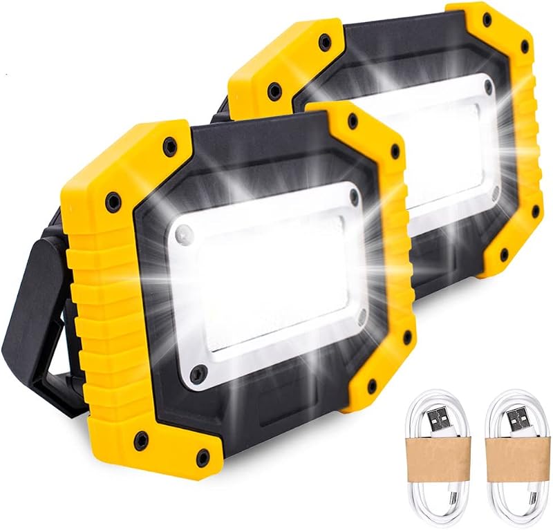 Trongle 30W LED Rechargeable Work Light 2000 Lumen USB COB Floodlight 2 Pack