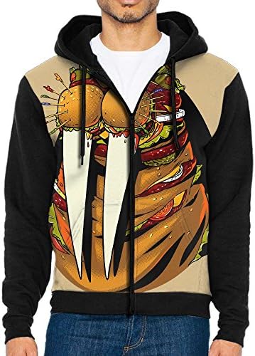 The Cool Burger Walrus Pattern Men's Casual Hoodies Personalized Hooded Sweatshirt With Pockets Large