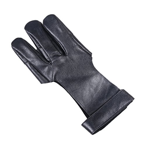 image for CyberDyer Elastic Leather Archery Three Finger Protective Glove For Re