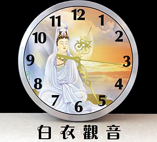 HUANGYAHUI White Buddha Bodhisattva Buddhist Auspicious Clock By Clock 12 Inch Ultra Quiet Room 30 Cm In Diameter