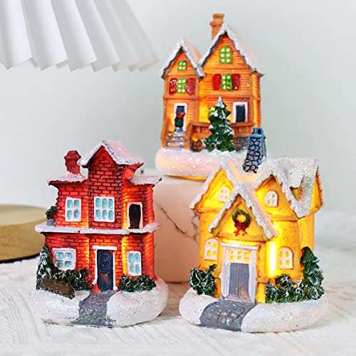 Christmas Village House, Battery Powered Light Up Christmas Scene Village House With LED Warm