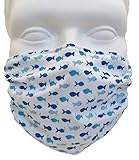 Breathe Healthy Dust, Allergy & Flu Mask (Child Size) Comfortable, Reusable Protection Pollen; Germ Killing Agent; Fish Design, White/Blue