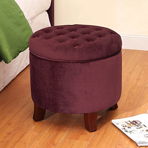 HomePop by Kinfine Fabric Upholstered Round Storage Ottoman Velvet
