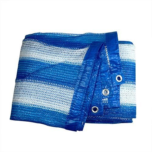 Gardeningwill 85% 2M x 3M Blue White Stripes Sun Mesh Shade Sunblock Net with Strengthened Tape and Grommet