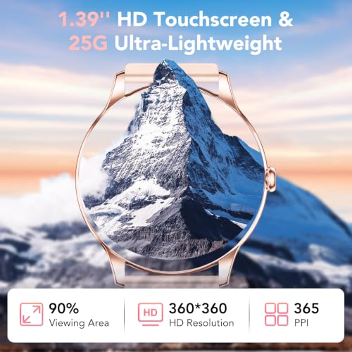 Elegant Women's Smartwatch with Phone Function, 1.39 Inch Full Touch Screen Fitness Tracker, 120+ Sports Modes, IP68 Waterproof Smart Watch with Heart Rate, SpO2, Sleep Monitor for iOS Android, Pink