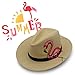 c-pop Panama Straw Hat, Sun Block UV Proof Sunhat Travel Beach Seaside Cap Hand Drawing Panama Hats for Men and Women -Flamingo, 22inch