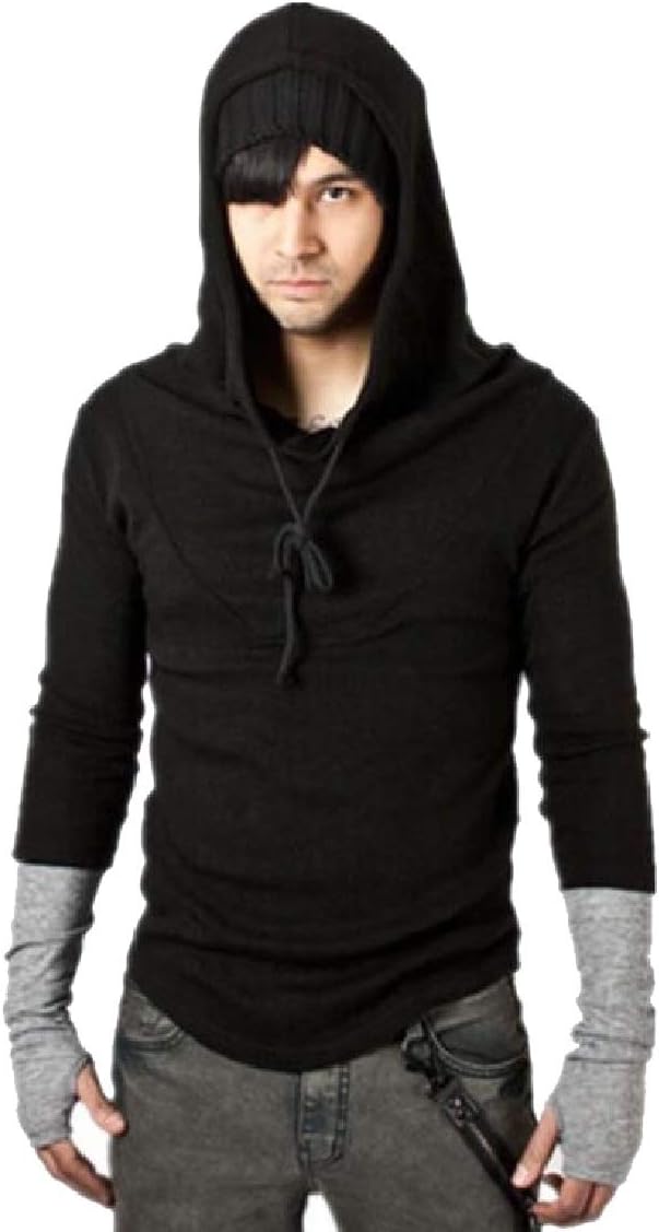 omniscient Men's Workout Casual Hoodie Active Color Block Thumb Hole