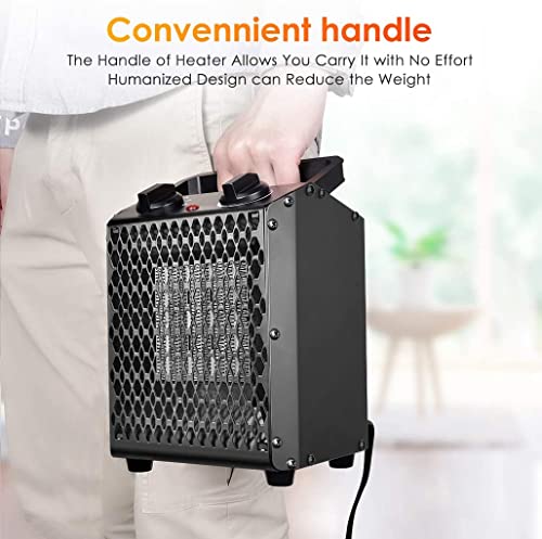 Portable Space Heater - 750W/1500W Portable Electric Heater w/3 Modes & Adjustable Thermostat, Small Ceramic Space Heater for Office, Home, Indoor Use, Overheat Protection, Personal Desktop Fan, 8.19x8.19x11.22 inch