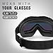 OutdoorMaster OTG Ski Goggles - Over Glasses Ski/Snowboard Goggles for Men, Women & Youth - 100% UV Protection (Black Frame + VLT 15% Grey Lens with REVO Red)