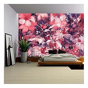 Seamless Abstract Flowers,Oil Panting Style - Removable Wall Mural | Self-Adhesive Large Wallpaper - 66x96 inches