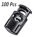 Bignc Plastic Cord Locks End Spring Stop Toggle Stoppers Black - 100 PCS