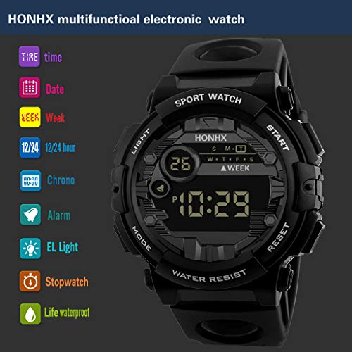 Men's Digital Sport Watch Electronic LED Fashion Waterproof Outdoor Casual Wrist Watch (Blue) - Thumbnail 4