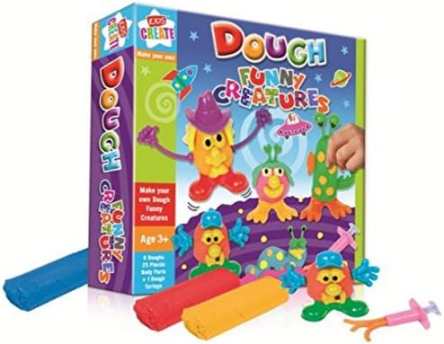 NEW KIDS DOUGH FUNNY CREATURES SET WITH 6 COLOURS PLAY CLAY BODY PARTS SYRINGE