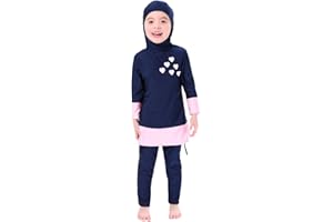 Girls Muslim Swimsuit Rashguard Burkini Hijab Islamic Swimwear UV Sunsafe