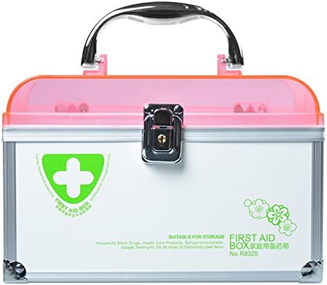 Ultimateod Meidicine Box First Aid Emergency Medication Prescription Drugs Storage Box Simple Silver Aluminium Alloy (pink)