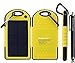 5000mAh Solar Battery Panel Dual USB Port Rain-resistant, Dirtproof and Shockproof Portable Charger Backup External Battery Pack Power Bank for iPhone 5S, 5C, 5, iPhone 4S, 4,iPad Air, Mini (Apple Adapters not Included) Samsung Galaxy S5, S4, S3, S2, Note 3, Note 2, HTC New one, M7, Android Smartphone and Tablets, Window Phones and More Other Devices(Yellow)