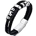 Jstyle Stainless Steel Mens Braided Leather Bracelet Bangle Rope Magnetic-Clasp 8.5 Inch