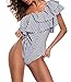 MAXIMGR Women One-Piece Swimsuit One Shoulder Cut Out Ruffle Monokini Off Shoulder Swimwear Bathsuit