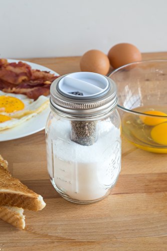 Jarware 82627 Salt and Pepper Shaker for Regular Mouth Mason Jars, Grey - //coolthings.us