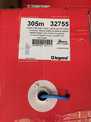 Cabo Rede Legrand Caixa 305m 4 Pares Cat6 1/10gb Cm Utp Azul