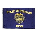Oregon State Flag 3x5 ft. Nylon SolarGuard Nyl-Glo 100% Made in USA to Official State Design Specifications by Annin Flagmakers.  Model 144460