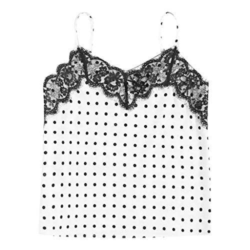Simayixx Summer Tops Women's Beach Tanks Sexy Lace Up Patchwork Dot Cami Tee Teens Swim Cover Up Running Workout Clothes White