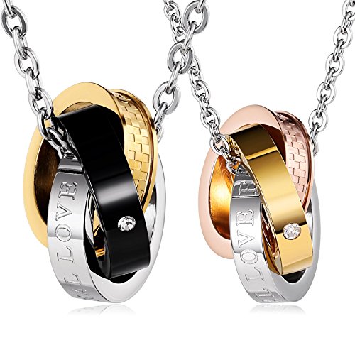 Aienid stainless steel couple necklace for men and wome…