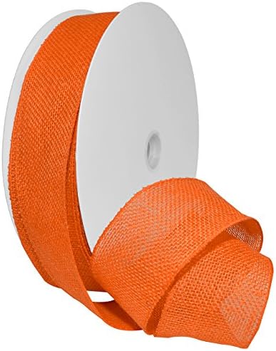 Morex Ribbon Burlap Wired Jute Ribbon, 2.5" x 50 Yd, Orange