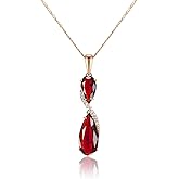 TIMEMATRIX Blue/Green/Red/Purple/White Teardrop Cubic Zirconia Gamstone Pendant Necklace for Women for Gift
