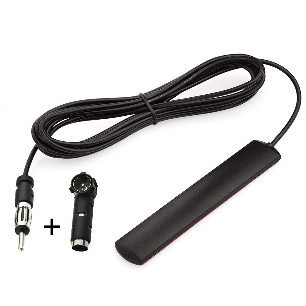 Photo 1 of Eightwood Car Stereo FM Radio Antenna, Hidden Windshield Antenna, DIN Plug Adhesive Patch Antennae + DIN Female to ISO Adapter for Vehicle Car Truck Stereo Receiver Head Unit FM HD Radio