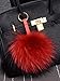 LITHER Genuine Raccoon Fur Pom Pom Puff Ball Car Keyring/Bag Purse Charm (red)