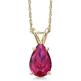 Gem Stone King Gemstone Birthstone Teardrop Pendant Necklace for Women | 14K Yellow Gold | Pear Shape 9X6MM | With 18 Inch Chain | Jewelry Gifts for Her Mom Wife