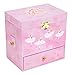 Jewelkeeper Ballerina Musical Jewelry Box with 3 Drawers, Pink Rose Design, Swan Lake Tune